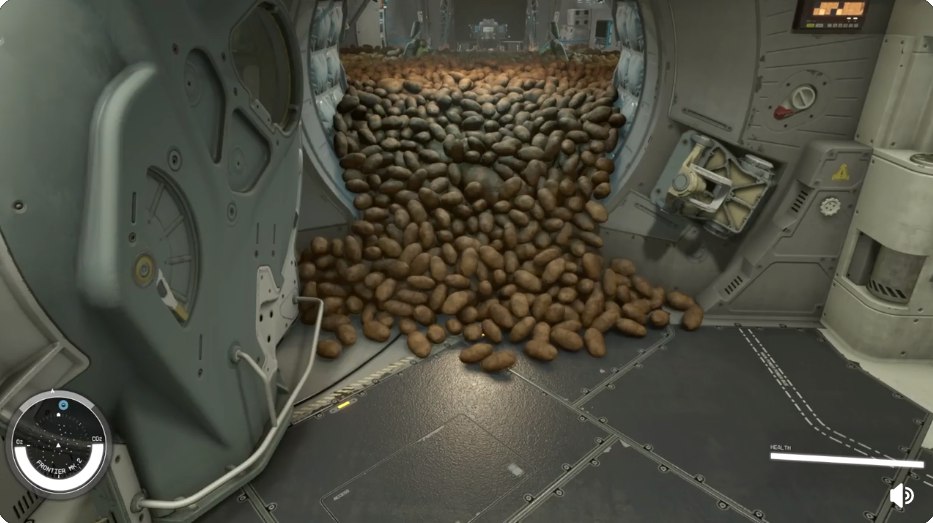 یک بازیکن Starfield کابین خلبانی خود را با 20,000 سیب زمینی پر کرد